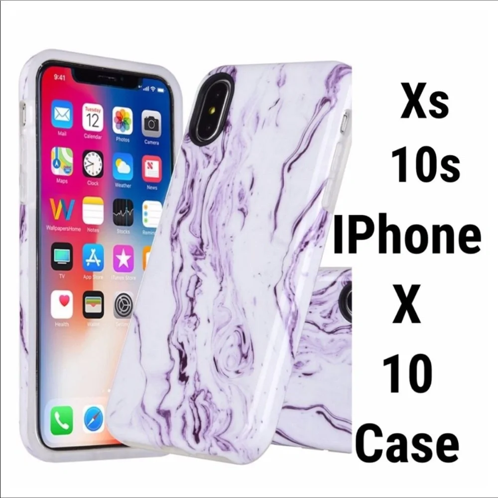 NEW iPhone Xs 1Os X 10 Case Cover Purple Marble